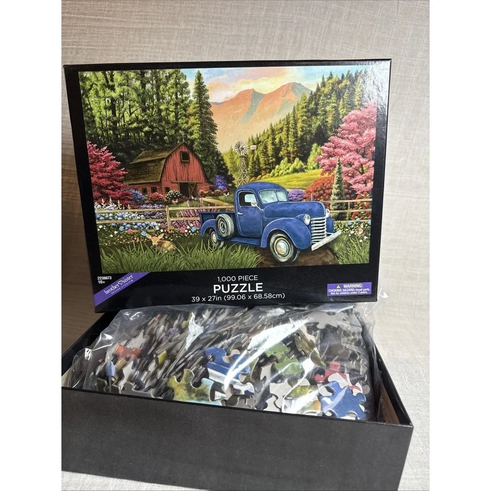 Brother Sister Design‎ 1000 Piece Puzzle Old Blue Truck And Red Barn NEW Sealed